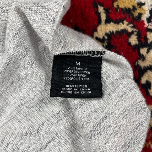 Mesh + Lace Long Sleeve Wrap Women's Shirt Top Space Dye Gray Size M - Picture 6 of 7